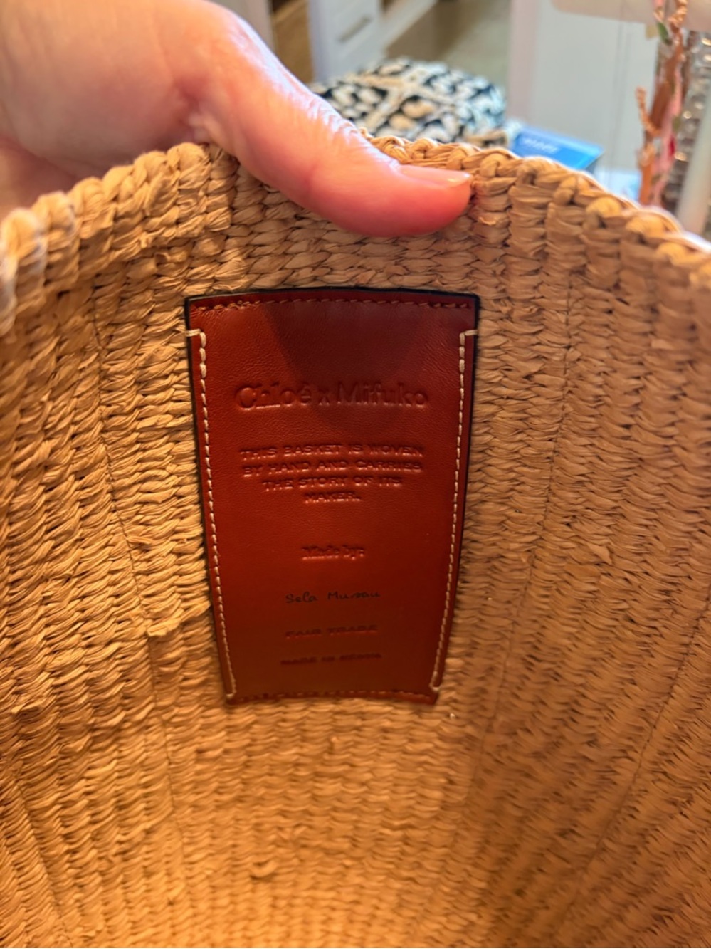 Chloé Natural Raffia Mifuko Tote with Logo Canvas Straps - Picture 6 of 8